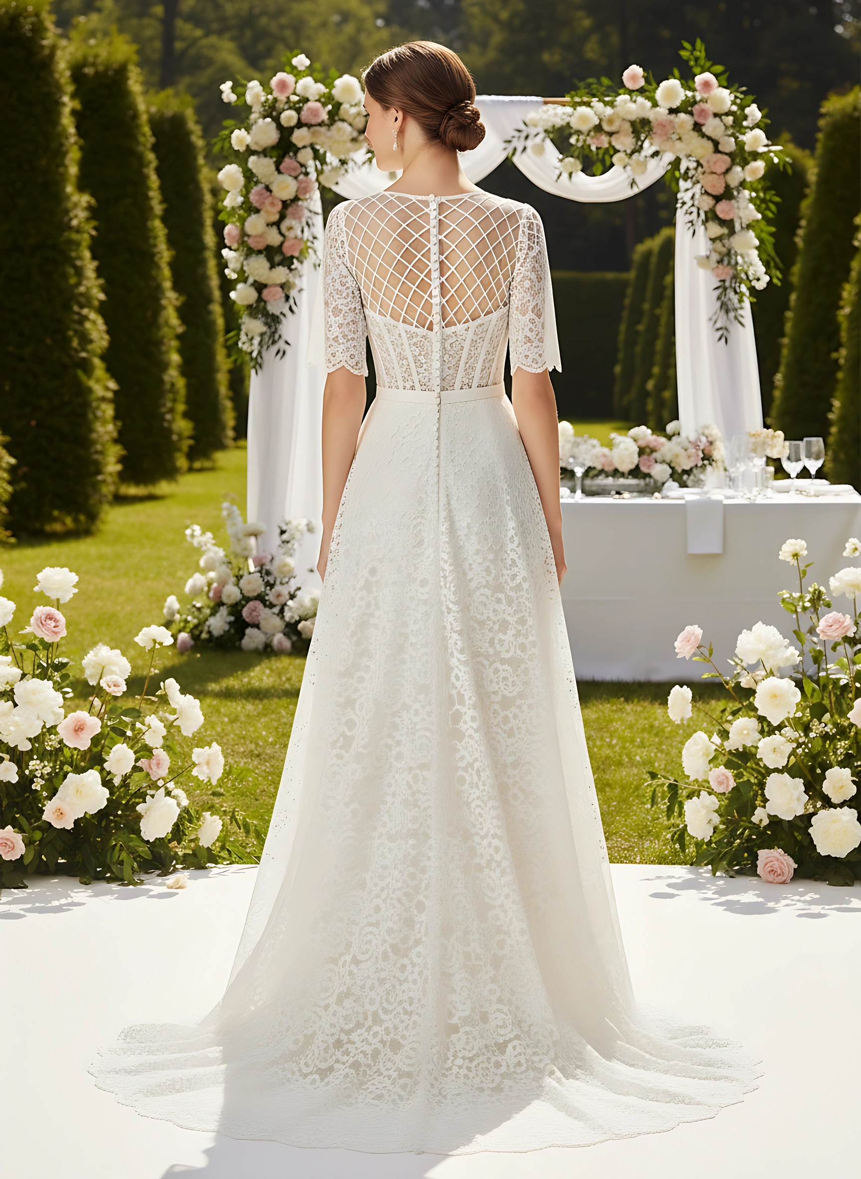 Lattice Corset Lace Bridal Gown - Amlavie