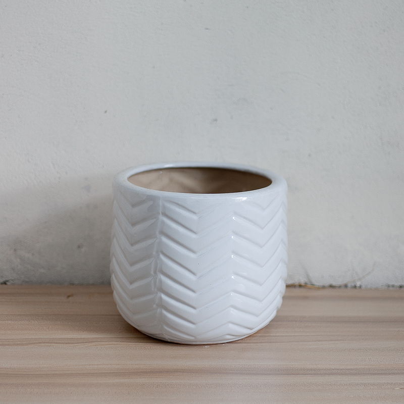 BC318 - Ch&acirc;u men gốm sứ v&acirc;n sọc ch&eacute;o