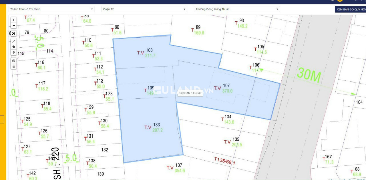 Bán 1.000m2 đất Mt đường Nguyễn Văn Quá . pđht gồm 7 sổ