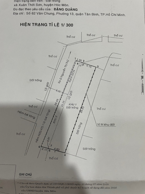 Đất góc 2mt đường Xuân Thới Sơn 19 .lê Thị kim : 7 x 28