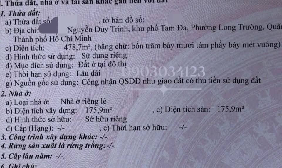 Bán đất Nguyễn Duy Trinh Quận 9 gần chợ Long Trường🚩(30m x40m) vuông vức 🚩Thổ cư 1020m2