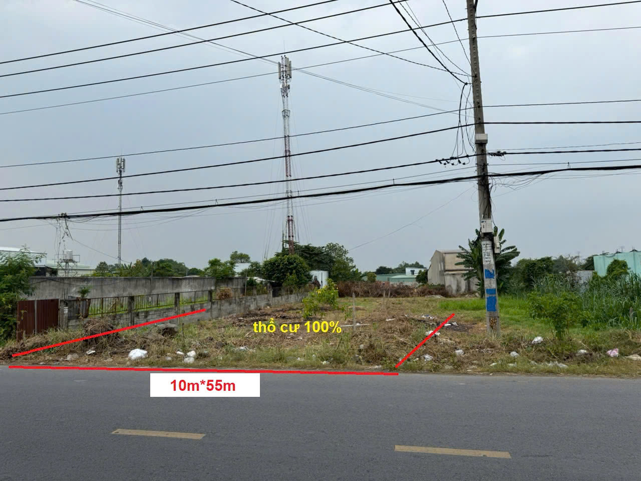 Bán đất mặt tiền đường Nguyễn Kim Cương, xã Tân Thạnh Đông Củ Chi, 10x55m, 587m², thổ cư 550m²