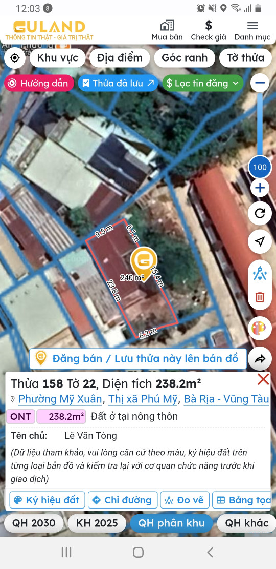 Bán nhà 238.2m² ngang 9.5m giá 6.2 tỷ tại Phường Mỹ Xuân Thị xã Phú Mỹ