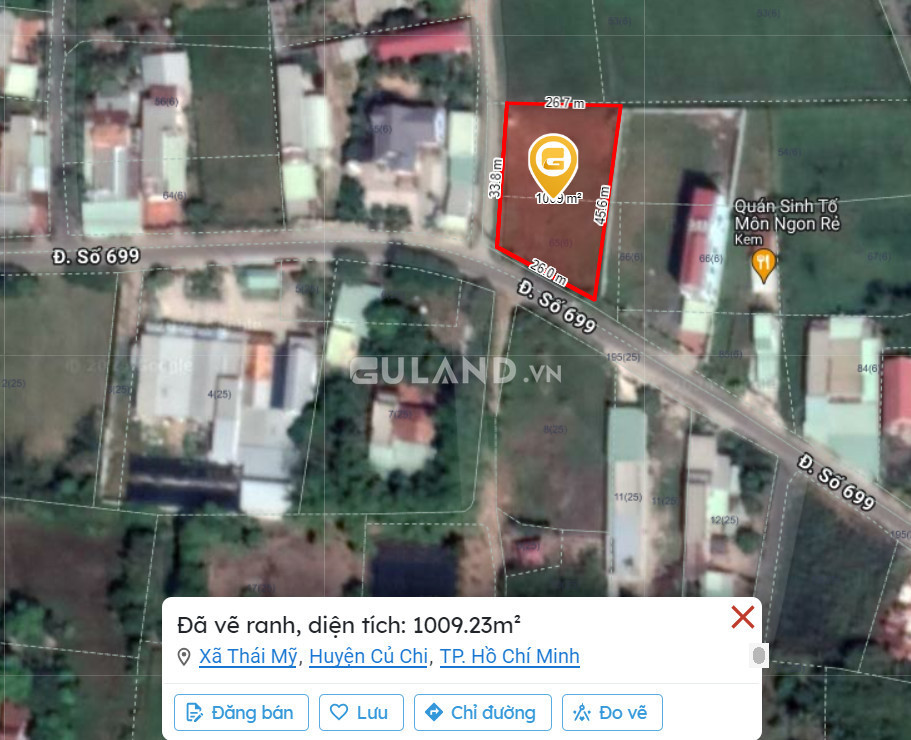 Bán đất 1058m² ngang 27m giá 7.95 tỷ tại Xã Thái Mỹ Huyện Củ Chi