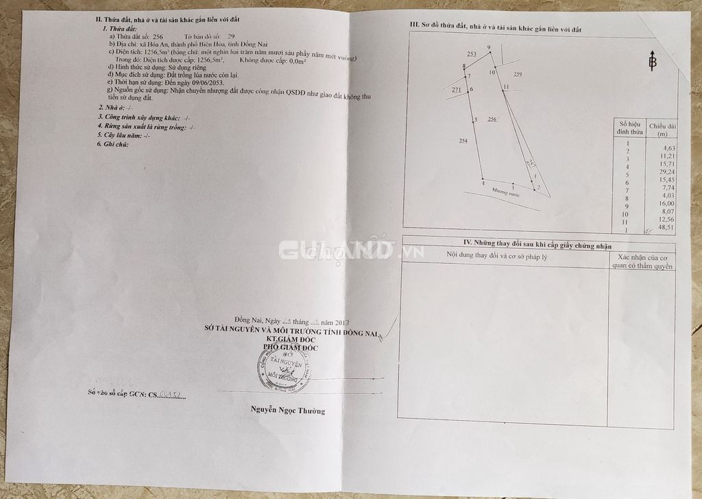 Bán đất 16x68m (1.257m2). Quy hoạch đường giao thông đi ngàng qua đất 7,5 tỷ - 1.257 m2