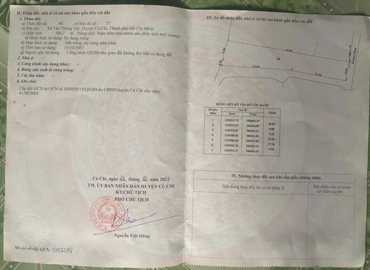 (S499) (Đã bán )  Đất 1/ Quốc Lộ 22, xã Tân Thông Hội, dt 586m2, chỉ 1 tỷ 400