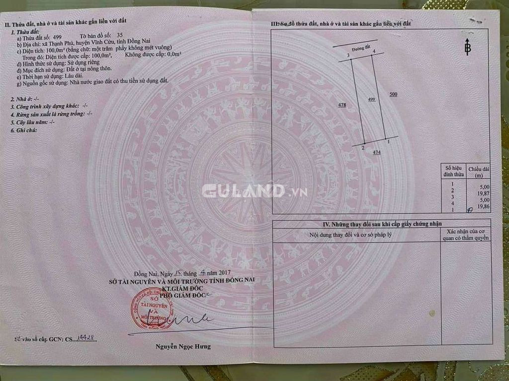 100m² . Giá bán 1ty5. Xã Thạnh Phú_ Đồng Nai 1,5 tỷ - 100 m2