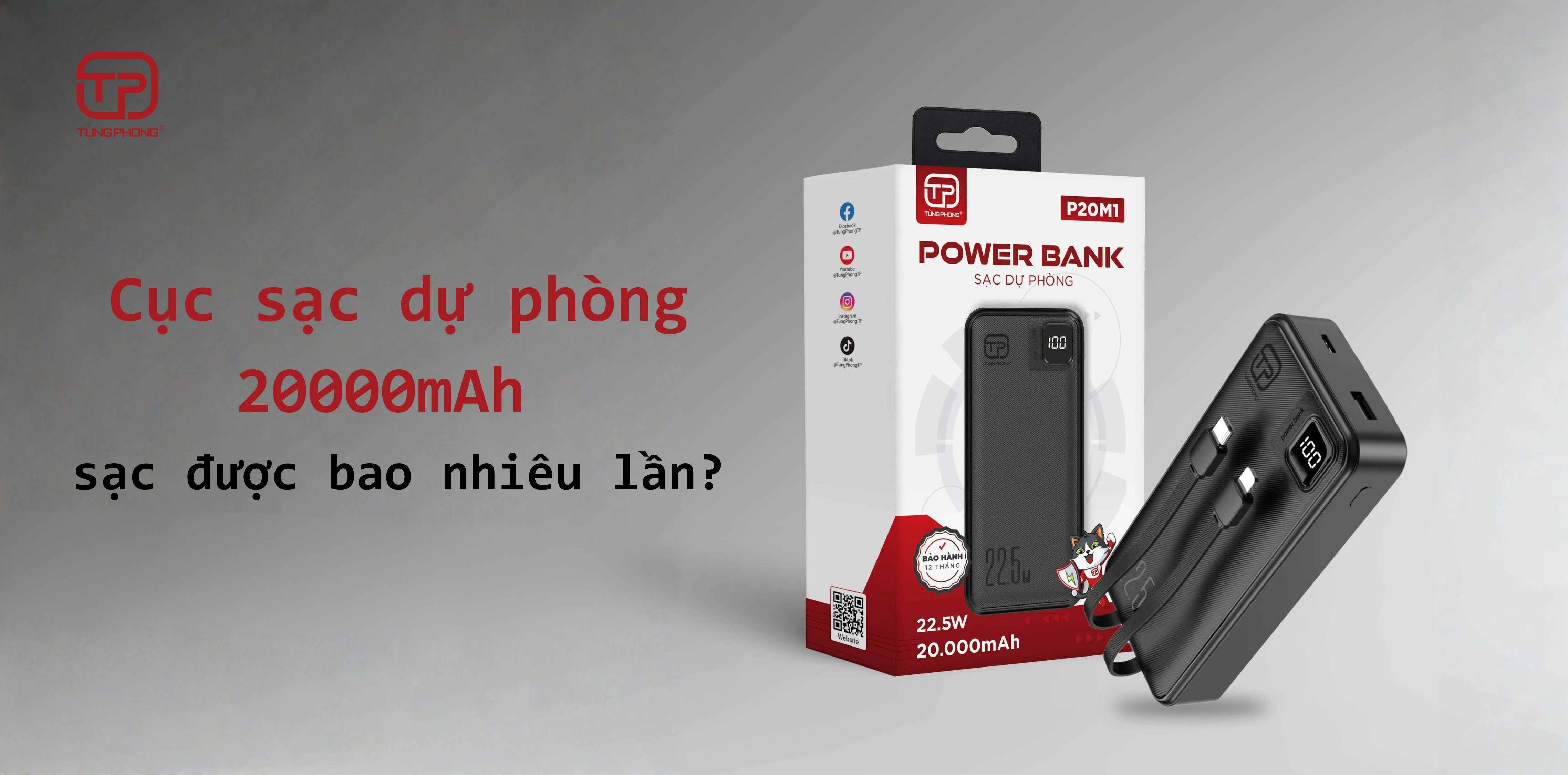 Cục sạc dự phòng 20000mah sạc được bao nhiêu lần?
