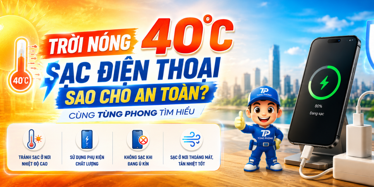 TRỜI NÓNG 40°C: SẠC ĐIỆN THOẠI SAO CHO AN TOÀN? CÙNG TÙNG PHONG TÌM HIỂU