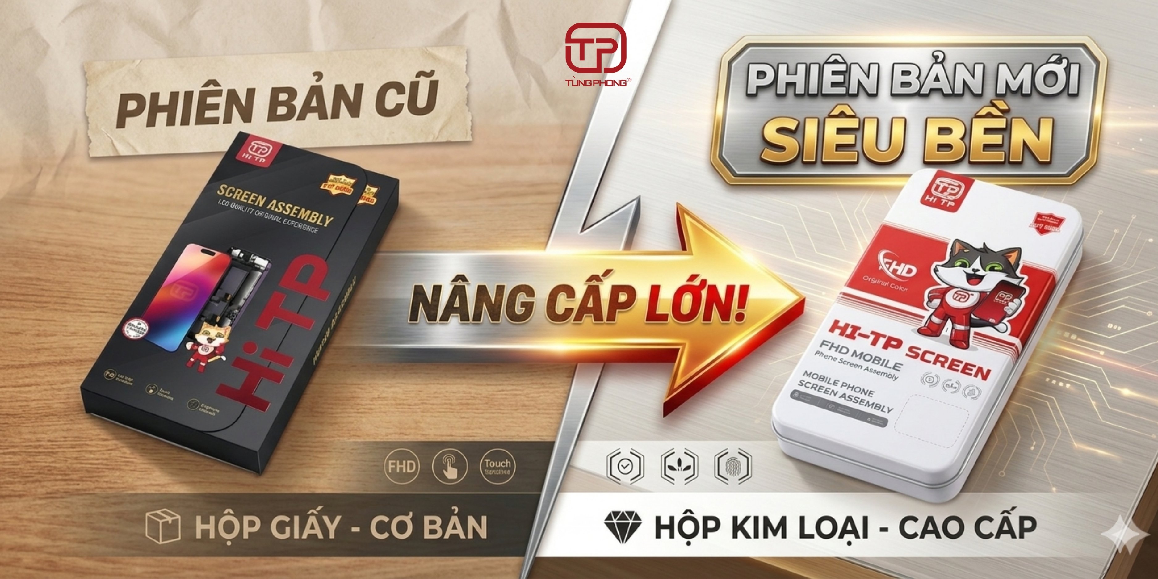 Tùng Phong nâng cấp hộp đựng màn hình điện thoại | Từ hộp giấy lên hộp kim loại