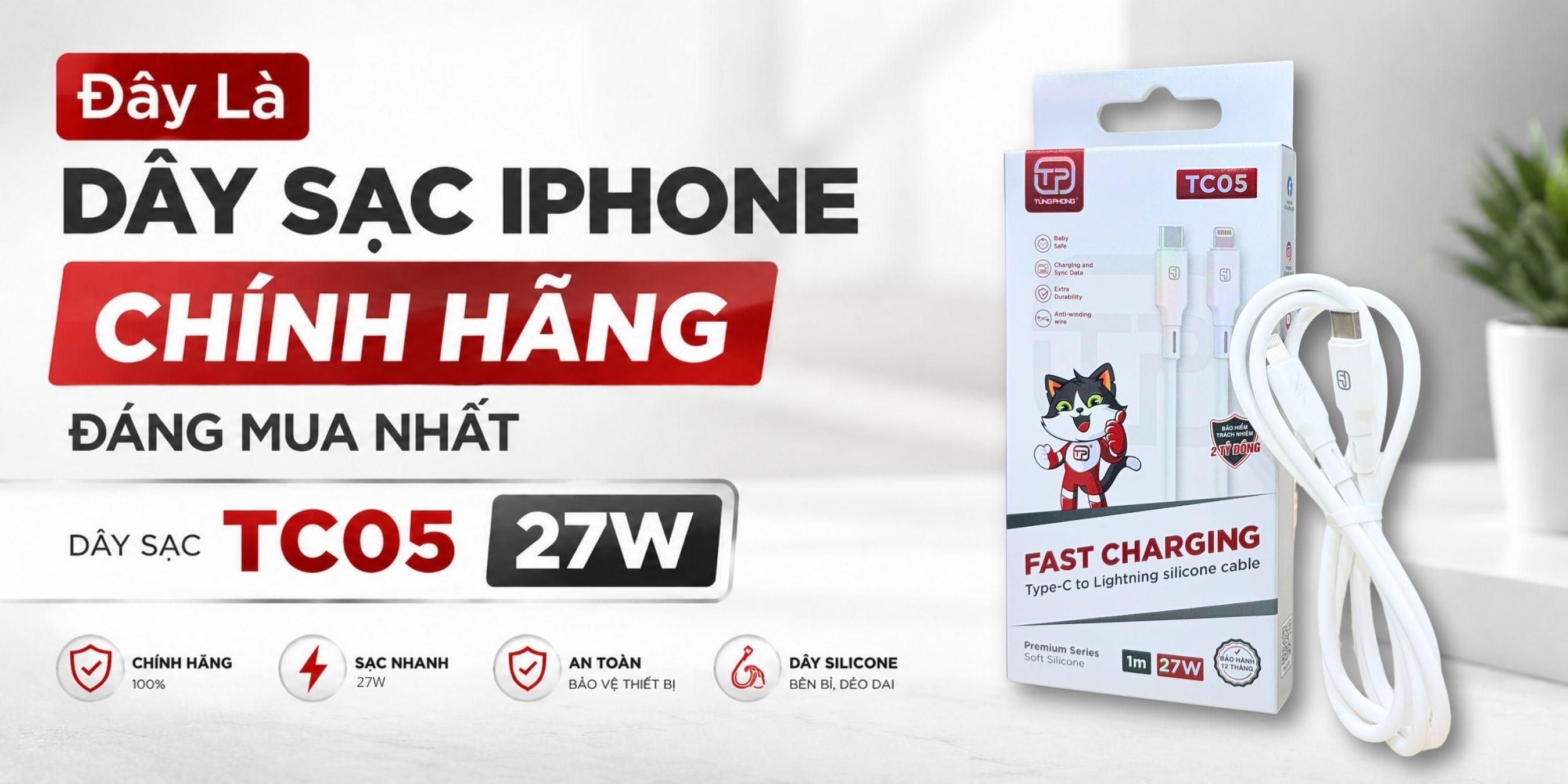 Đây Là Dây Sạc Iphone Chính Hãng Đáng Mua Nhất - DÂY SẠC TC05 27W