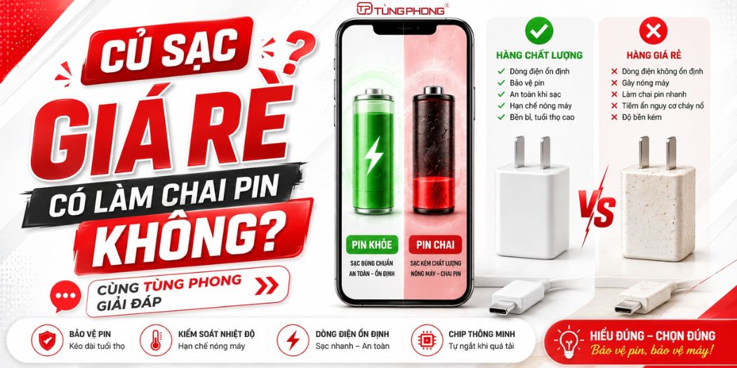 CỦ SẠC GIÁ RẺ CÓ LÀM CHAI PIN KHÔNG? CÙNG TÙNG PHONG GIẢI ĐÁP