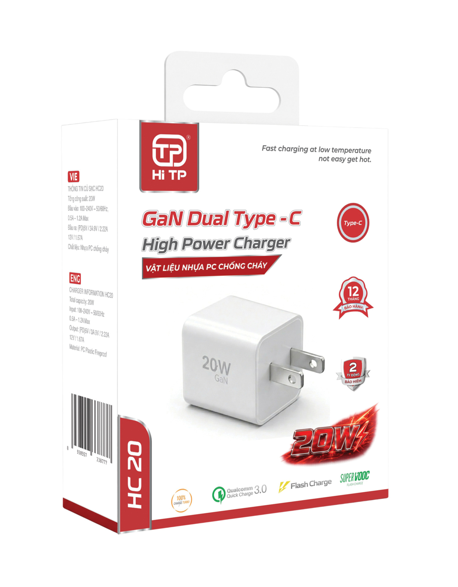 CỦ SẠC HC20 - SẠC NHANH CÔNG NGHỆ GAN. HỖ TRỢ PD.20W