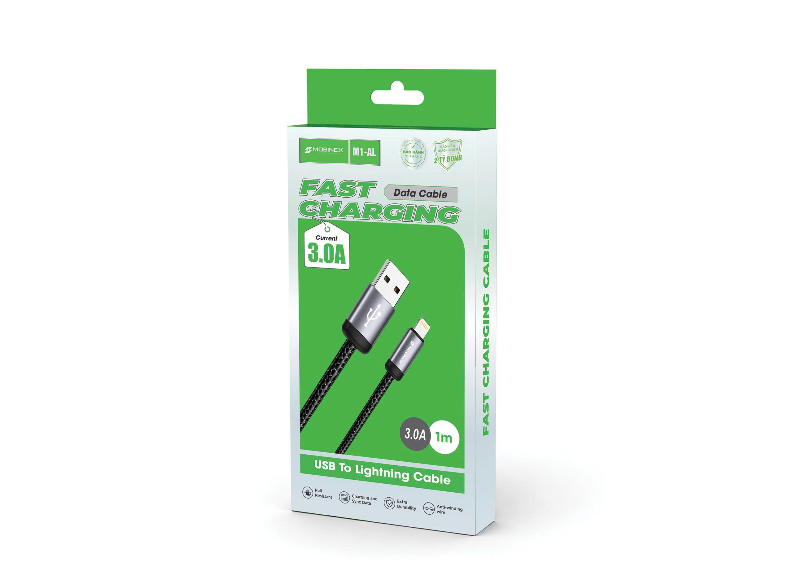 CÁP SẠC MOBINEX M1-AL. SẠC NHANH 3.0A . CHUẨN USB TO LIGHTNING