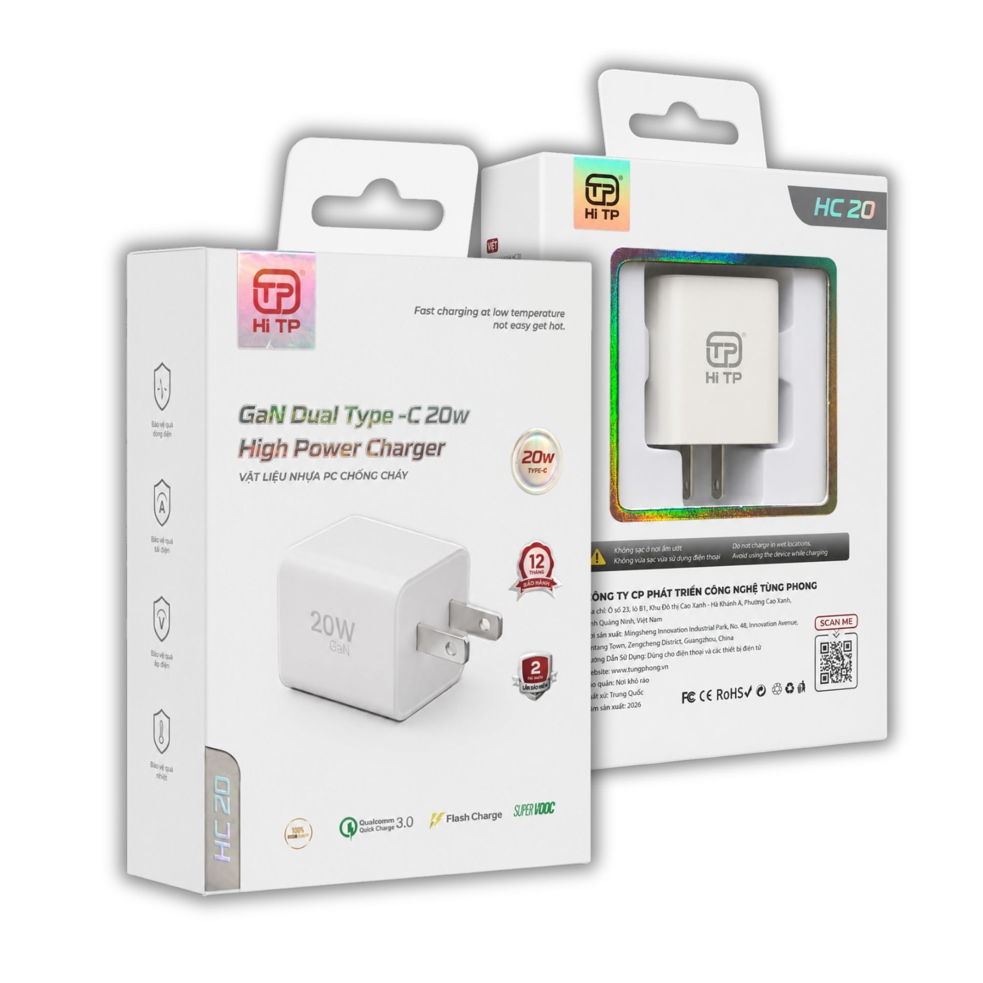 CỦ SẠC HC20 - SẠC NHANH CÔNG NGHỆ GAN. HỖ TRỢ PD.20W