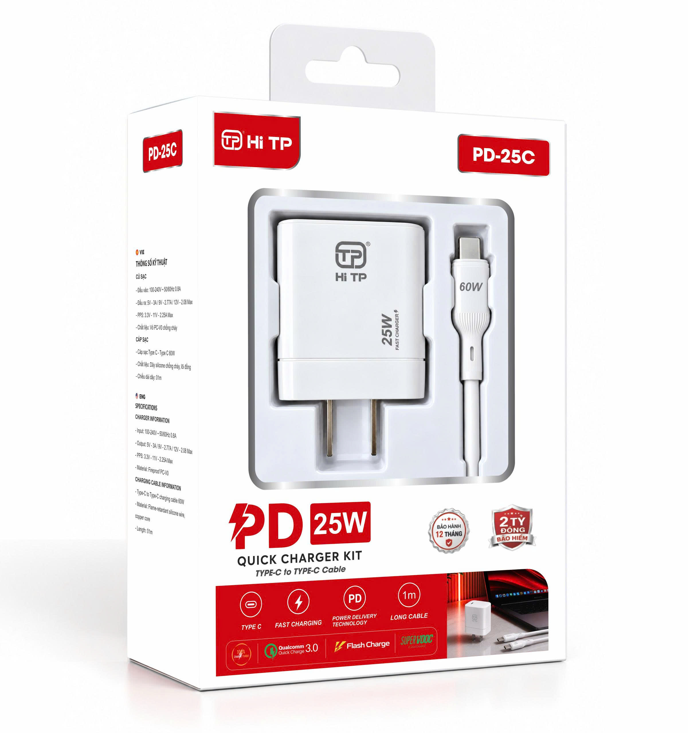 BỘ SẠC NHANH PD25C - SẠC NHANH 25W - THƯƠNG HIỆU HITP