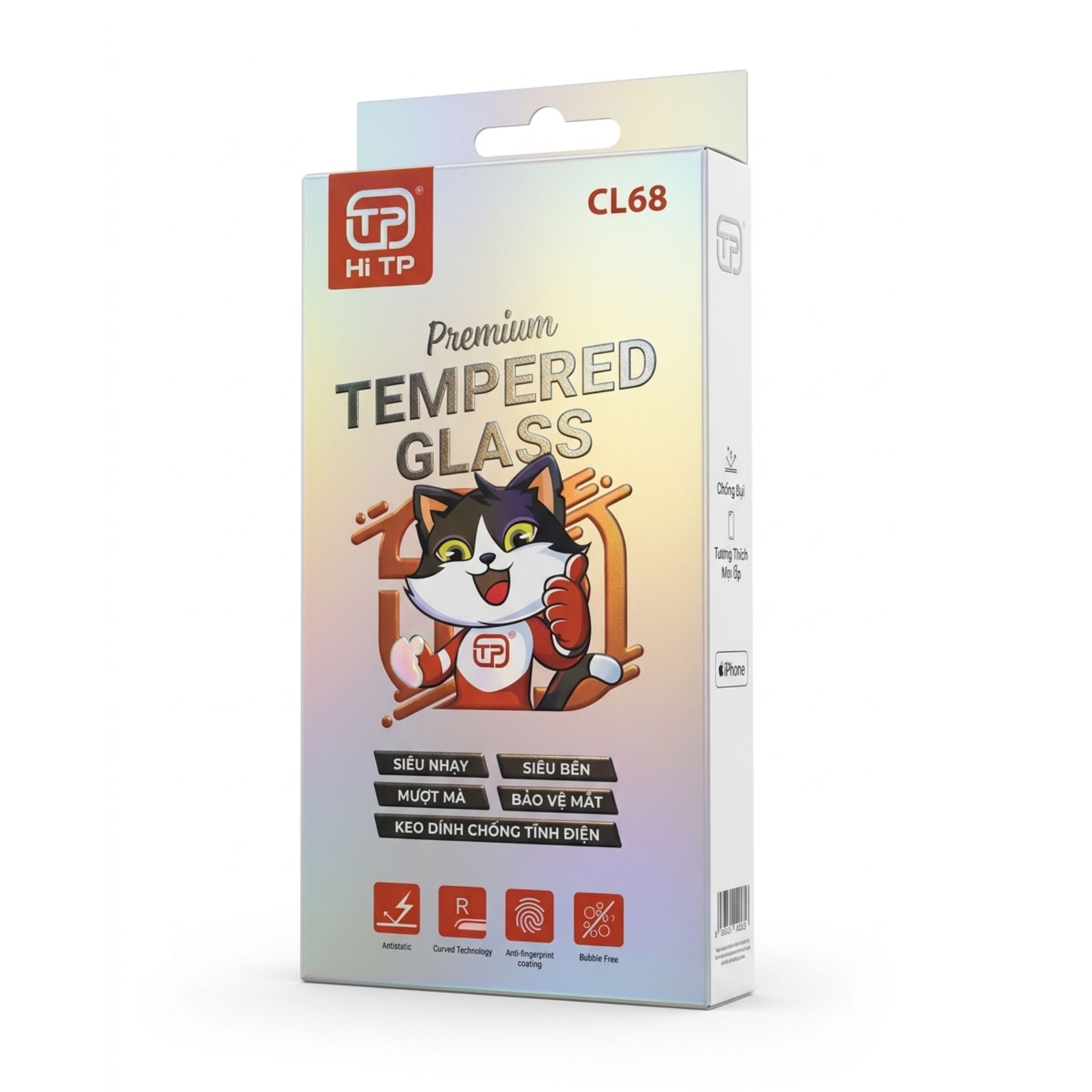 KÍNH CƯỜNG LỰC CL68 (Hi TP) - KEO CHỐNG TĨNH ĐIỆN, CHỊU LỰC 45KG (HỘP 1 CHIẾC)