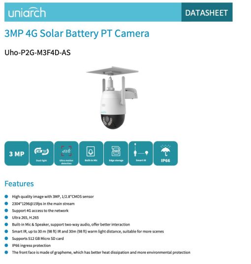Camera IP WIFI UNV Uho-P2G-M3F4D-AS năng lượng mặt trời - Ảnh 3