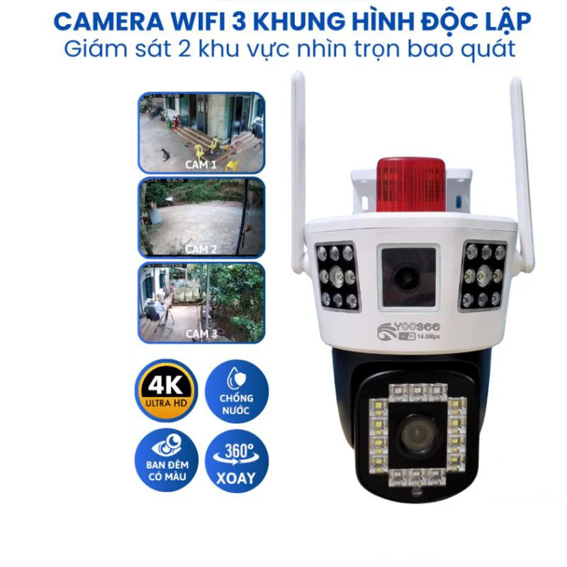 Camera Yoosee 3 mắt 3Q056 - Hàng chính hãng