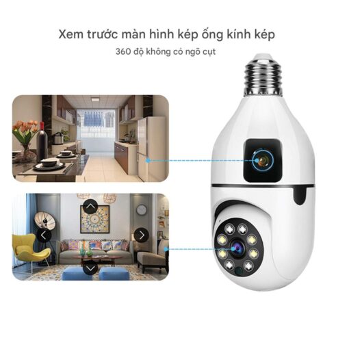 Camera Yoosee QS211 2 mắt dạng bóng đèn BAN ĐÊM CÓ MÀU - Ảnh 3