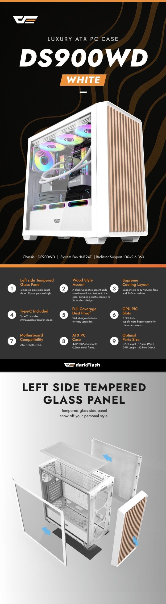 Case Gaming DarkFlash DS900WD ATX