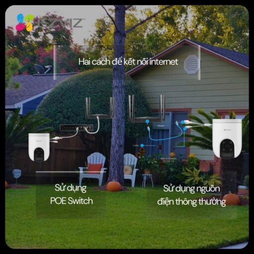 Camera Ezivz H8C POE 2K | Camera quay quét ngoài trời 3MP 2K, H.265, PoE, AI người/xe, IP65 - Ảnh 6