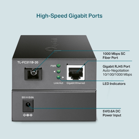 Gigabit WDM Media Converter TP LINK TL FC311B 20 4