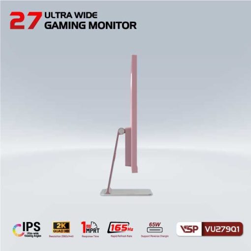 Màn hình VSP VU279Q1 Pink 27 inch 2K IPS 165Hz - Ảnh 3