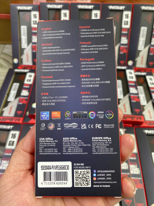 Ram Patriot Viper Venom RGB DDR5-6000 16GB CL30 (Support for Intel XMP 3.0 & AMD EXPO) - Ảnh 3