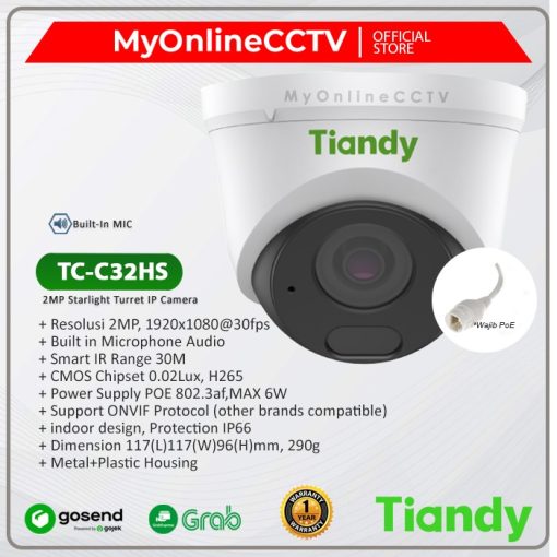 CAMERA IP DOME HỒNG NGOẠI TIANDY 2.0MP TC-C32HS (V4.2)