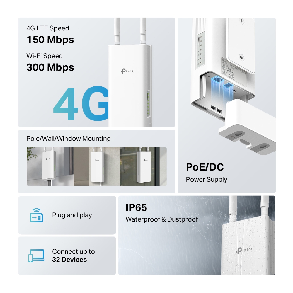  4G Router Wi-Fi Ngoài Trời, TP-Link TL-MR100-Outdoor