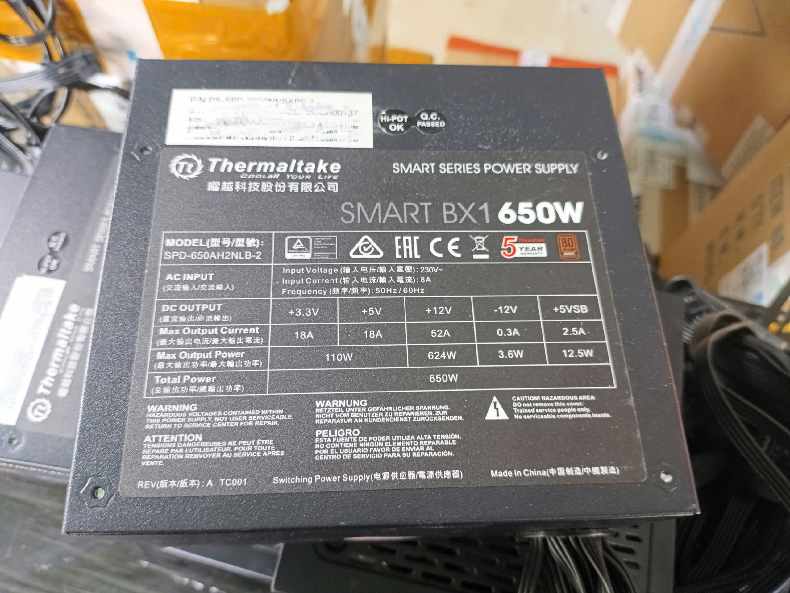 Nguồn Thermaltake Smart BX1 650W 80 Plus Cũ