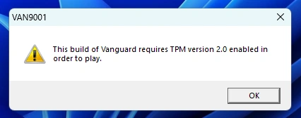Liên minh huyền thoại bổ sung yêu cầu TPM 2.0 - Bản cập nhật chống gian lận Vanguard gây lỗi ở win 11 2 VAN9001