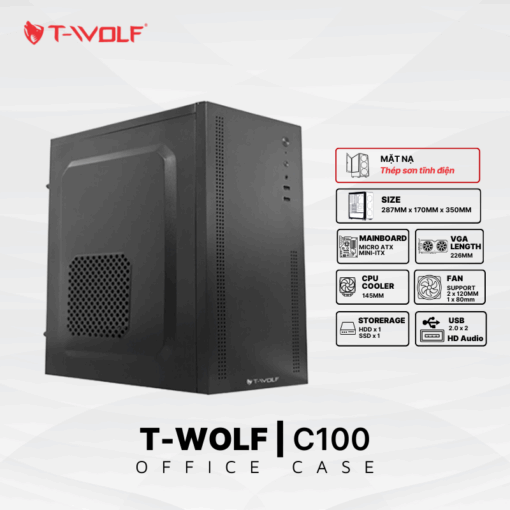 VỎ CASE MÁY TÍNH T-WOLF C100 OFFICE - Ảnh 3