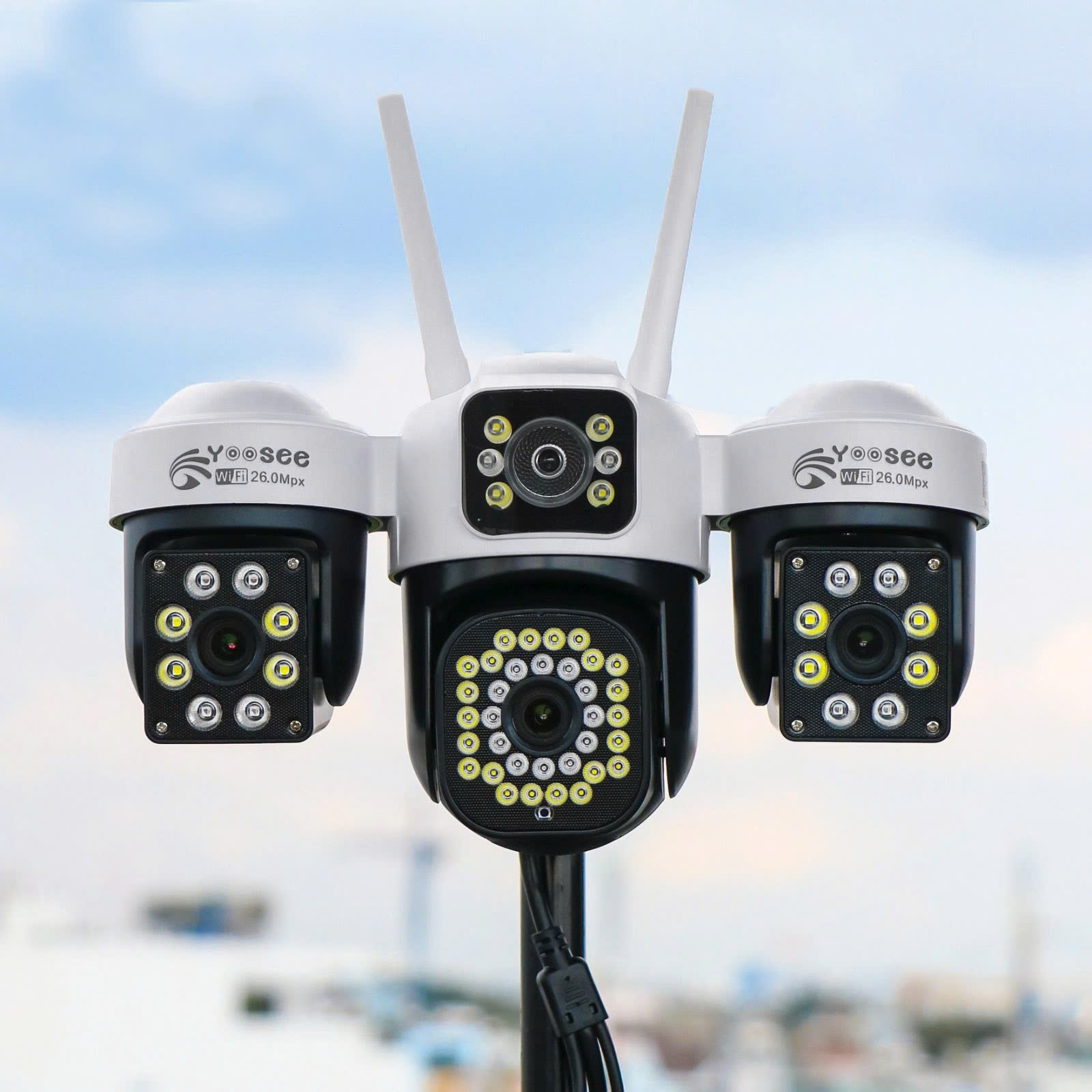 Cam Ngoài trời YOOSEE F35-26MP Camera Wi-Fi 4 mắt 3 khung hình