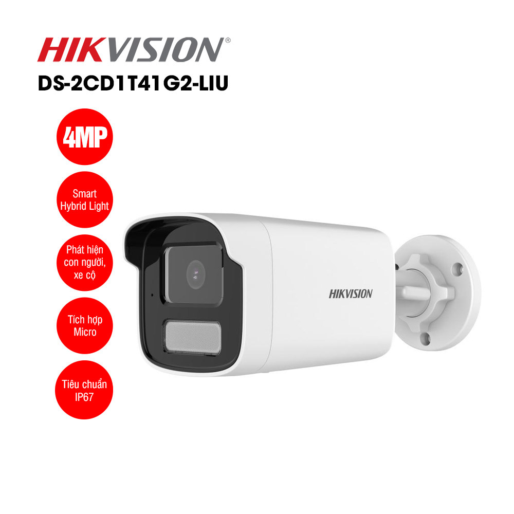Camera HIKVISION DS-2CD1T41G2-LIU 4MP IP Thân Trụ