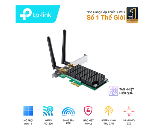 CARD MẠNG KHÔNG DÂY PCI EXPRESS TP-LINK ARCHER T4E WIRELESS AC1200MBPS