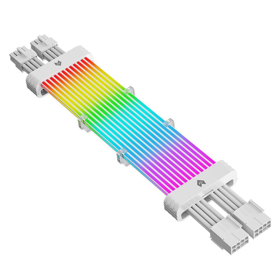 Dây nối dài nguồn Aosor GPU-28 2x8PIN LED ARGB màu trắng