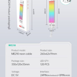 Dây nối dài nguồn Aosor ME210 24pin led ARGB màu trắng