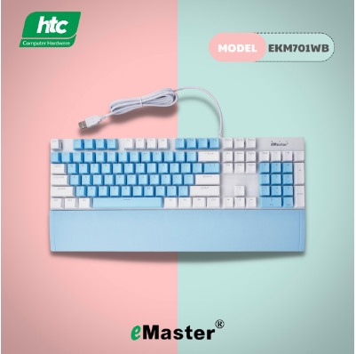 Phím cơ Emaster EKM701WB Trắng Xanh