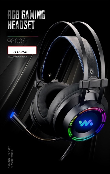Tai nghe gaming Wangming WM9800 7.1 USB LED (Đen) - Ảnh 2