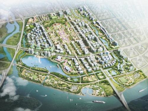 Phối cảnh khu trung tâm hành chính - chính trị thành phố Hải Phòng mới tại bờ Bắc sông Cấm