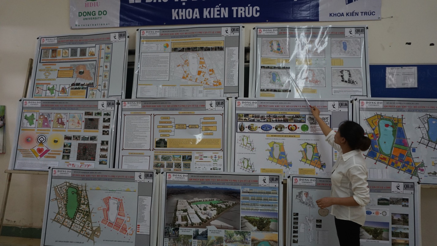 Sinh viên Triệu Thị Quỳnh báo cáo đồ án trước Hội đồng