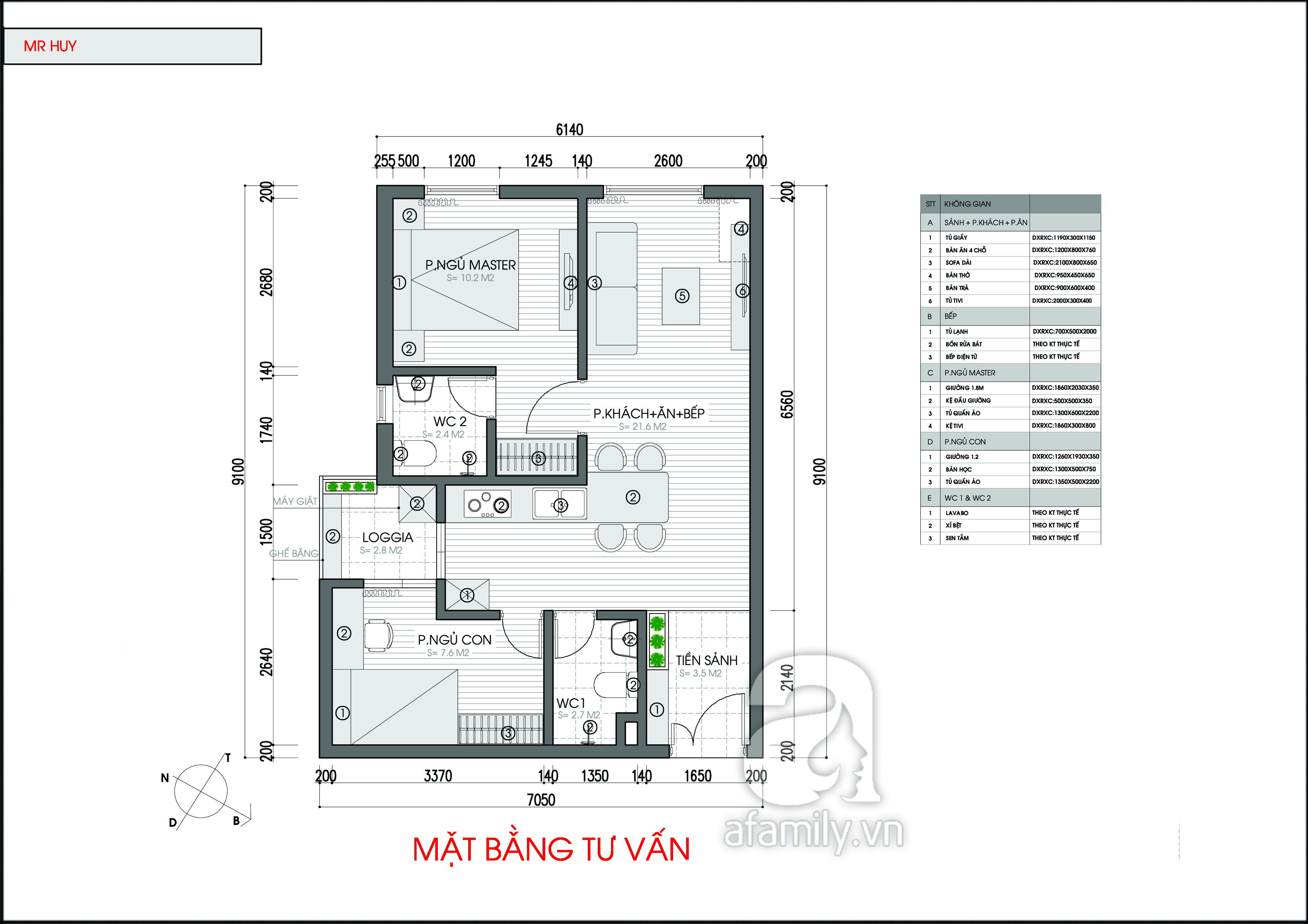 Mặt bằng tư vấn thiết kế.
