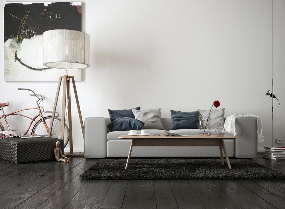 Bộ ghế sofa màu xám đơn giản mà hiện đại.