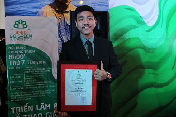 SV Nguyễn Quốc Anh (ĐH Xây Dựng) đạt Giải Nhất Giải Sinh viên Kiến trúc - Spec Go Green Awards 2015