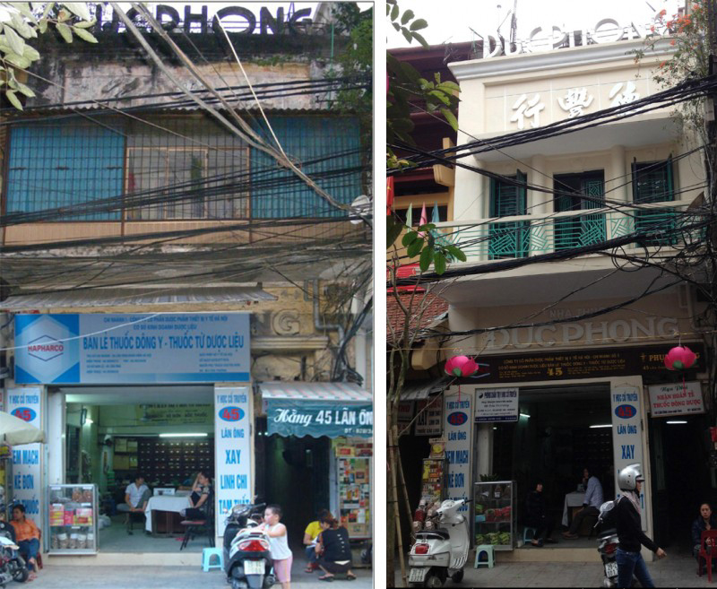 Nhà số 45 và 36 phố Lãn Ông: Trước và sau dự án cải tạo