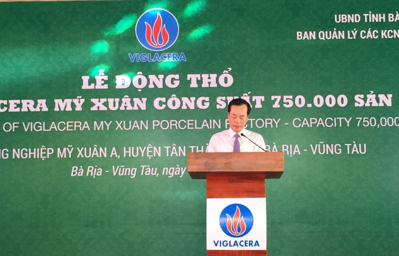 Bộ trưởng BXD Phạm Hồng Hà phát lệnh Động thổ Nhà máy sứ Mỹ Xuân Viglacera  
