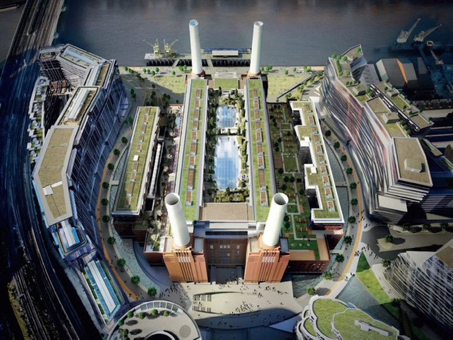 Trạm năng lượng Battersea giáp sông Thames, phía tây nam London.