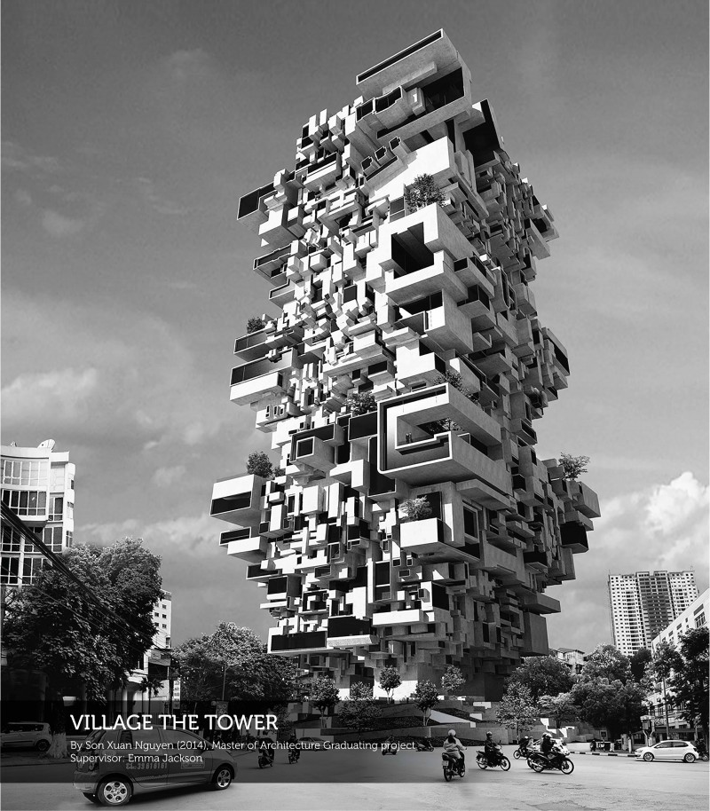 Đồ án tốt nghiệp của sinh viên Thạc sĩ Kiến trúc RMIT Melbourne có tên "Village The Tower" do SV Son Xuan Nguyen thực hiện
